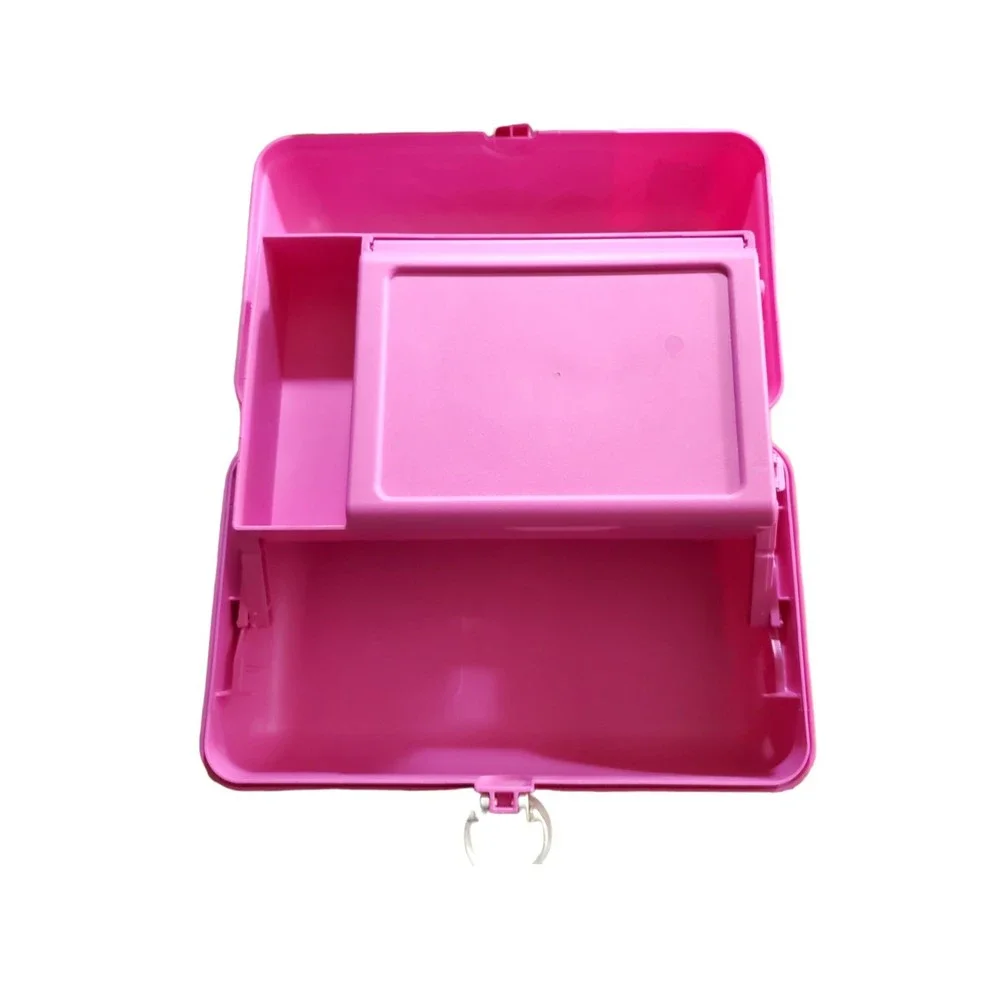 Caboodles Box Makeup Case Pink Swirl Two Tier w/ Mirror Plano Model 5626